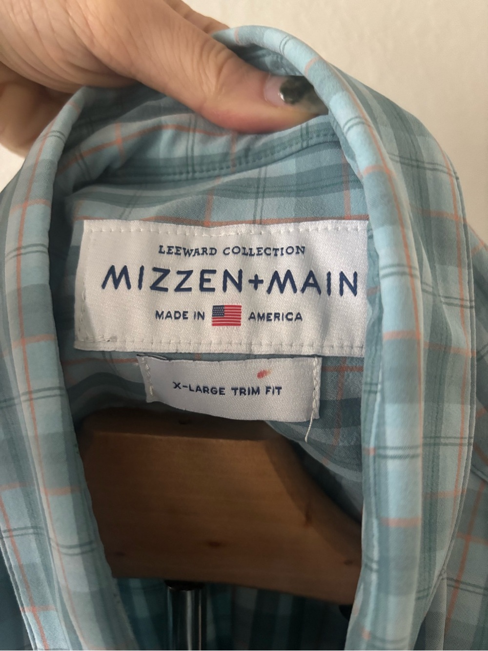 Mizzen+Main Leeward Performance Shirt Green Teal Plaid Trim Fit Mens XL
